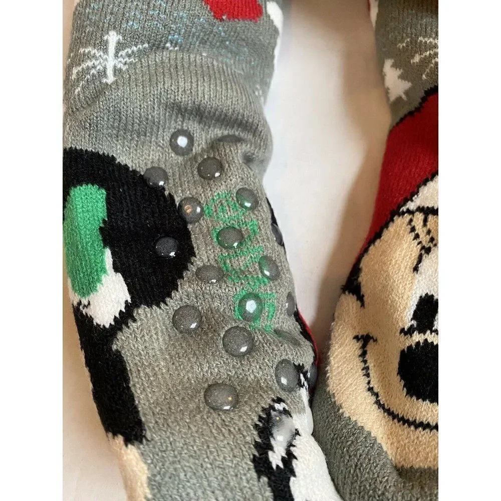 Disney Mickey Mouse Cozy Warmers Slipper Long Socks Christmas Santa‎ Holiday NWT